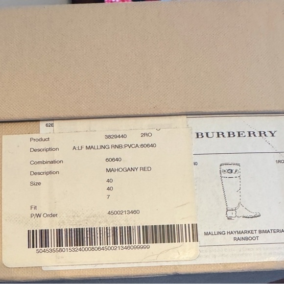 Burberry rain boot authentic magahoni red size 40 - Picture 5 of 6